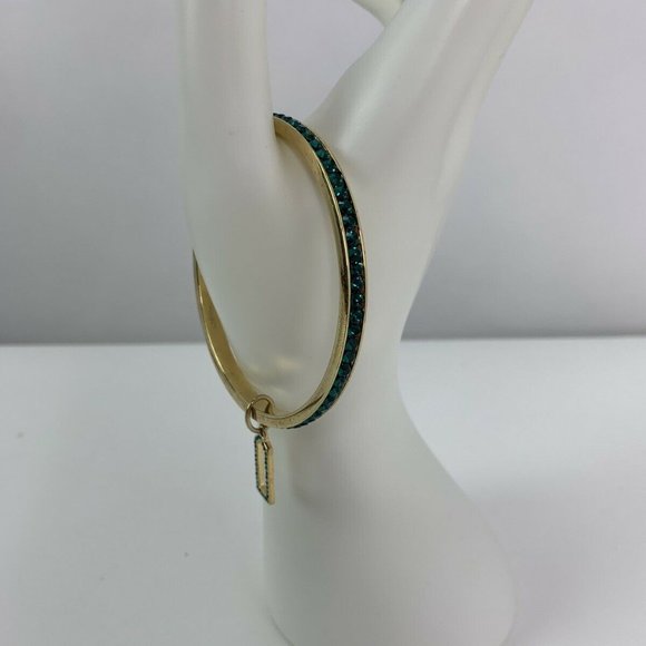 Coach Bangle Bracelet Designer Signed Gold Green - Picture 6 of 8